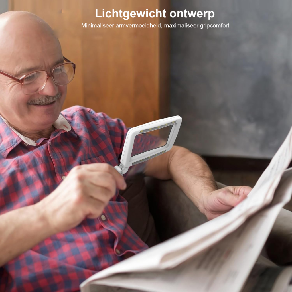 Vergrootglas met licht oplaadbaar 4x vergroting Type-C leesloep LED 3 helderheidsstanden zwart voor lezen en ouderen