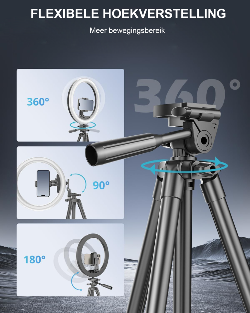 12 Inch Ringlamp met Verstelbaar Statief - Selfie Ring Light met Telefoonhouder voor Live Stream en Make-up - Geschikt voor YouTube, TikTok en Instagram Video's