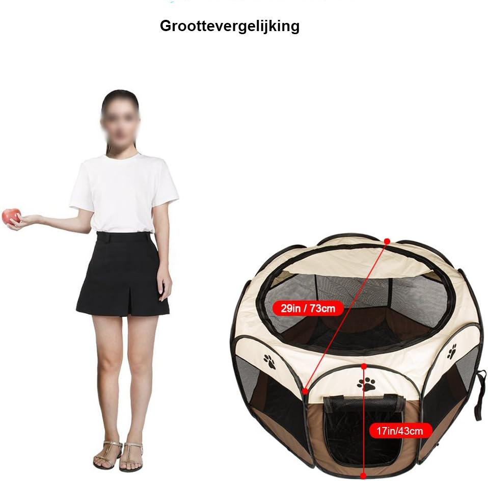Opvouwbare puppy box draagbare kennel tent voor honden katten konijnen en cavia’s 36 x 36 x 23 inch bruin stoffen dierenren voor binnen en buiten gebruik