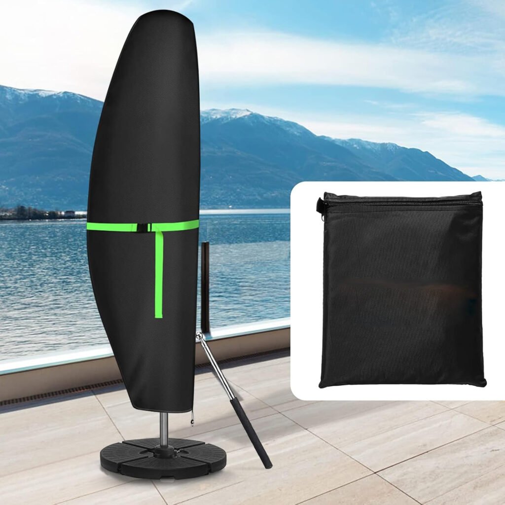 Parasolhoes met stok voor parasol 2 tot 4 meter weerbestendig UV winddicht sneeuwbestendig 420D Oxford beschermhoes buitengebruik