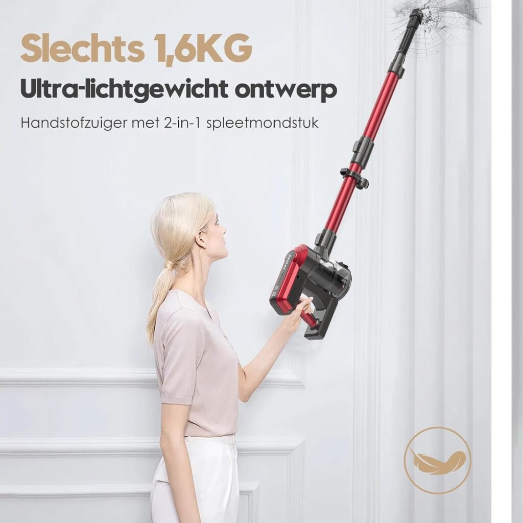 Draadloze steelstofzuiger 30V 450W lichtgewicht hand en staande modus BLDC motor voor tapijt en huisdierharen stille huisstofzuiger voor thuisgebruik