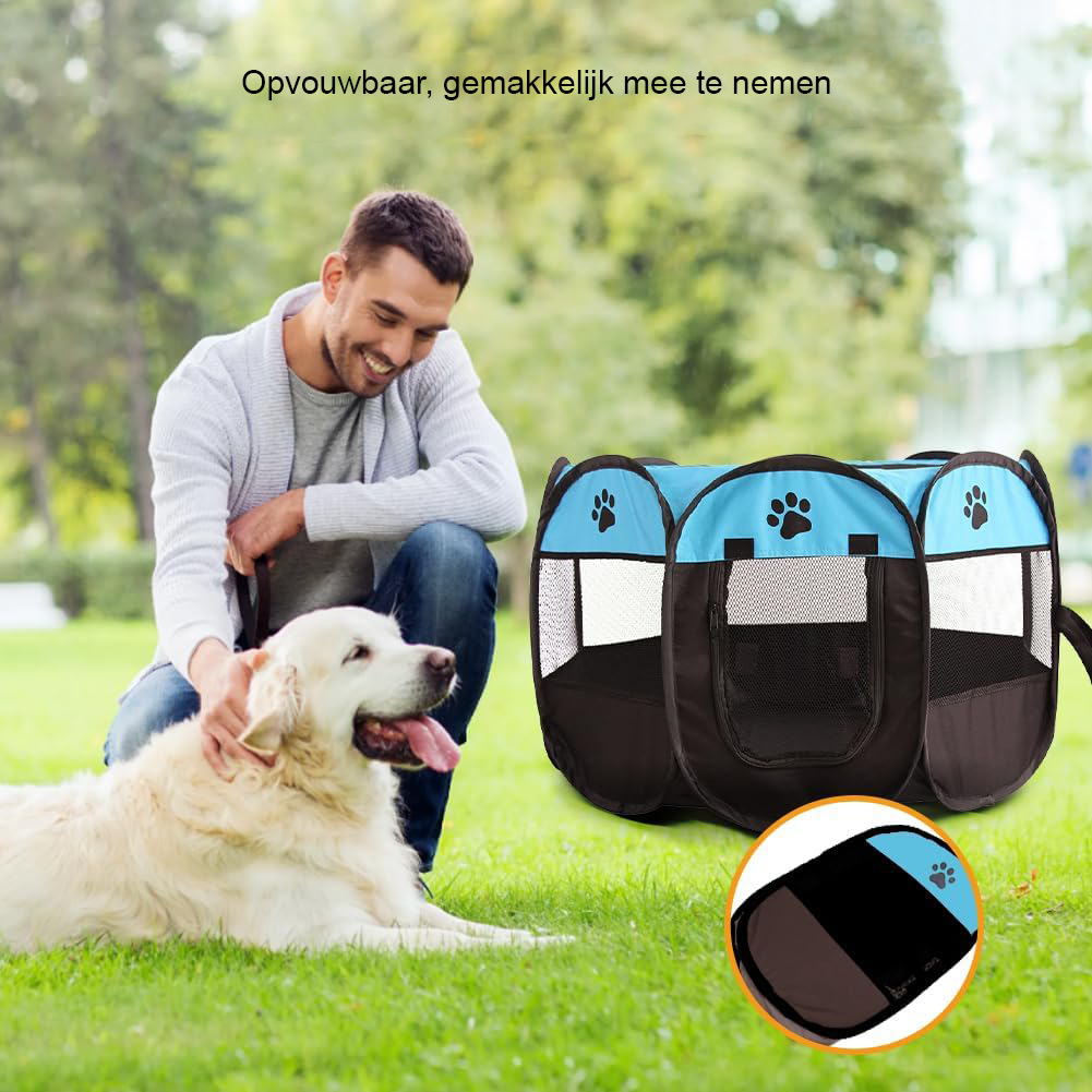 Opvouwbare hondenren 74x74x43 cm blauw waterdicht voor honden katten binnen en buiten gebruik