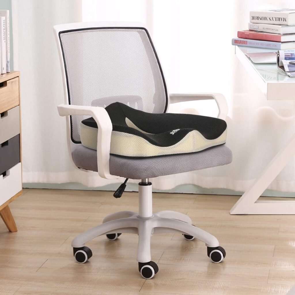 Gel memory foam zitkussen voor autostoel en bureaustoel orthopedisch comfortkussen zwart wit