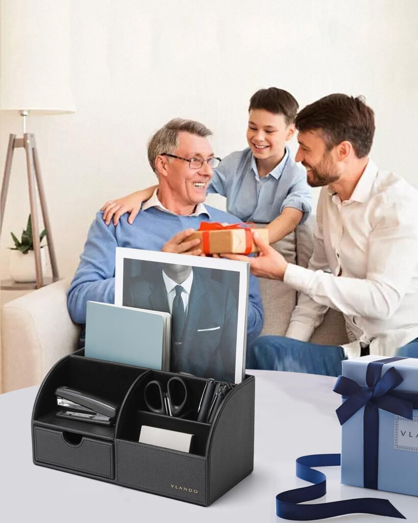bureau-organizer-met-lade-lederen-desk-organizer-multifunctionele-pennenbak-opberghouder-kantoorbenodigdheden-zwart-remote-controlhouder