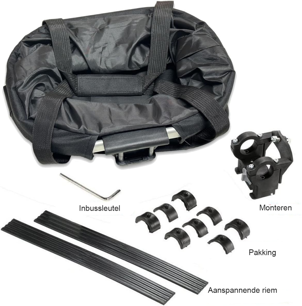 vouwbare waterdichte fietsmand met aluminium frame en handvat voor honden katten en boodschappen zwart