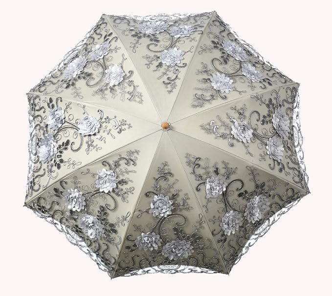 Damesparasol met kant en borduursel UPF50+ anti-UV opvouwbaar 85 cm zon- en regenbescherming lichtgewicht paraplu