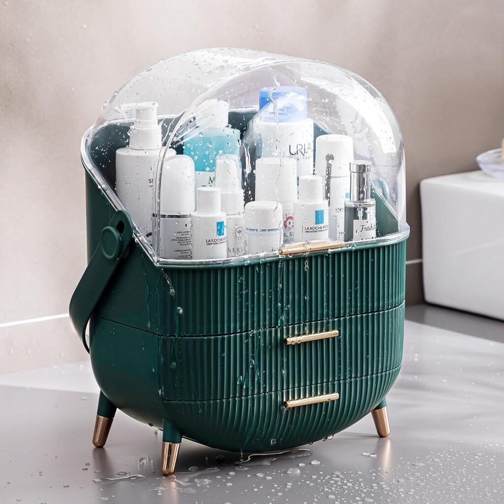 Make-up organizer 3 lagen met laden cosmetica opbergdoos voor badkamer kaptafel en slaapkamer transparant groen grote capaciteit