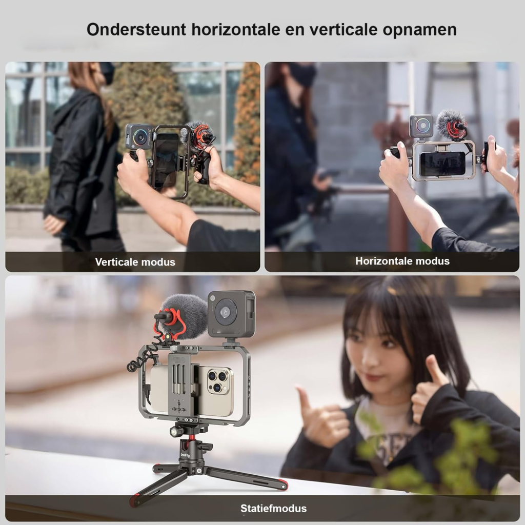 Smartphone video rig kit stabilisator met tripod microfoon LED licht en handgreep voor vloggen en livestreaming