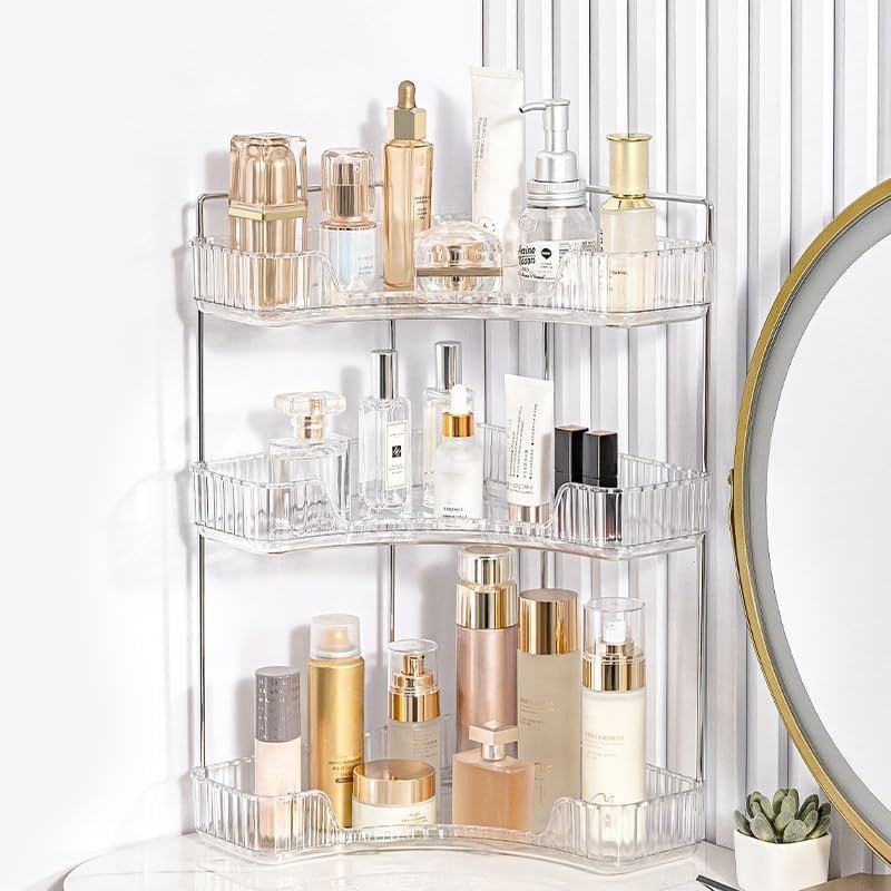 Hoek badkamer organizer 3 niveaus make-up en cosmetica opbergrek ruimtebesparend 25,5x16,5x44,5 cm