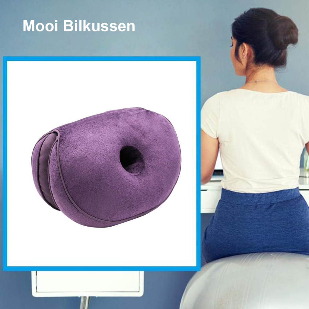 Memory foam zitkussen ergonomisch - Zitkussen voor auto en kantoor comfort - Vouwbaar heupverhogend ontwerp - Paarse uitvoering