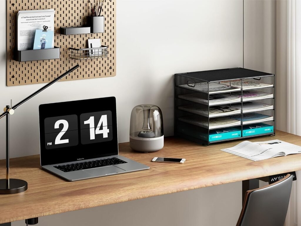 Metalen bureau organizer 10 vakken zwart - A4 documentenhouder en brievenbakje - opbergsysteem voor dossiers mappen en magazines - kantoor en thuis gebruik