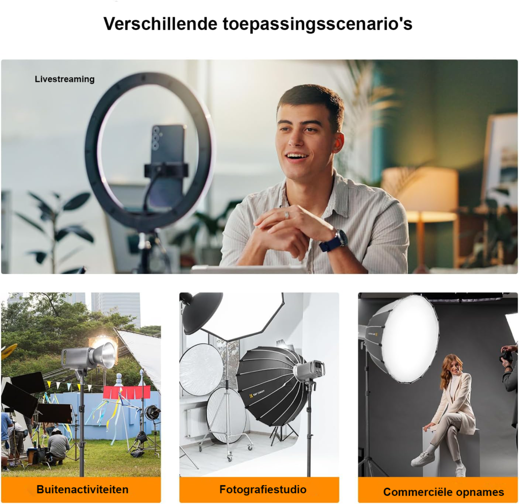 280 cm metalen lichtstatief voor fotografie en video met 1/4 inch aansluiting, geschikt voor studioflitser en reflector inclusief statieftas en wielen