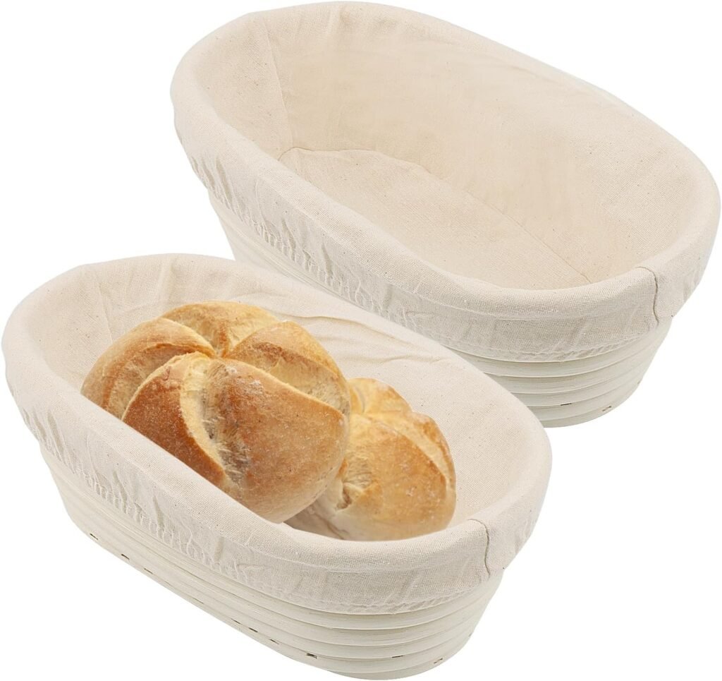 2-delige ovale brood rijsmand set banneton rieten zuurdesem mand 25x15x8 cm inclusief voering deeg rijsmand broodvorming