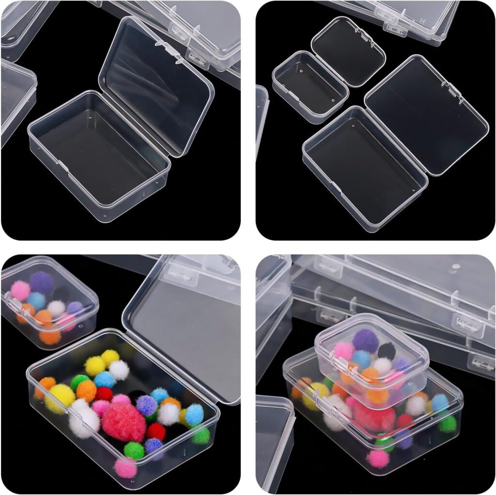 Opbergboxen set 12 stuks transparant plastic 4 formaten mini opbergdoosjes kralen en sieraden organizer met deksel