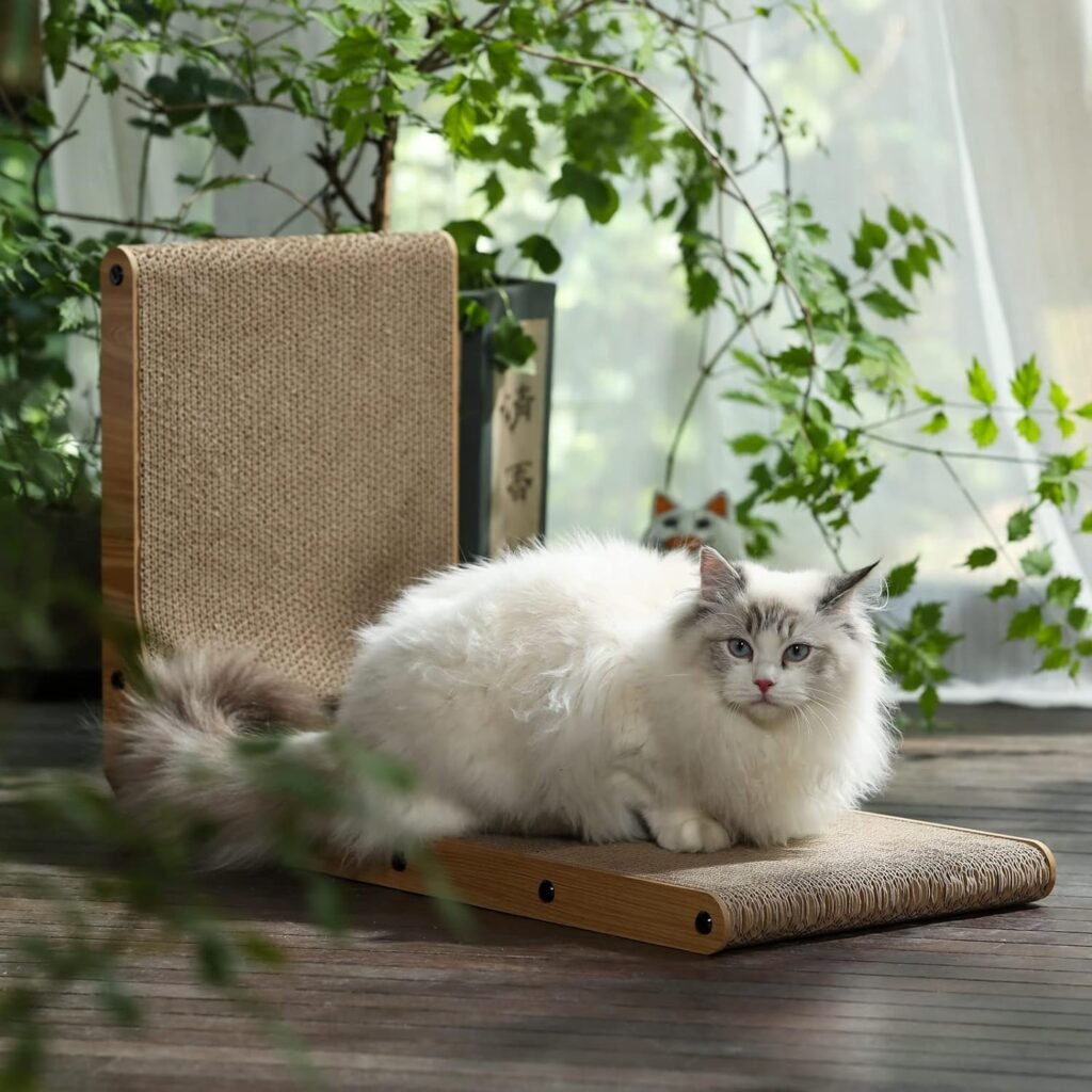 Katten krabpaal 68 cm L-vorm karton krabmeubel met speelbal muur vloer geschikt alt tekst