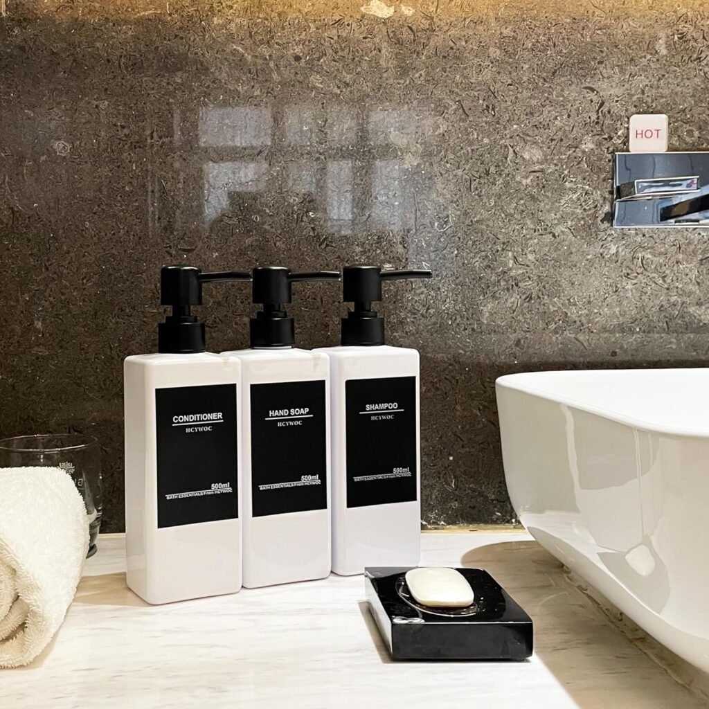 shampoo dispenser wandmontage douchecabine 3 vakjes voor shampoo conditioner en bodywash met waterdichte labels en zonder boren badkamer zeepdispenser