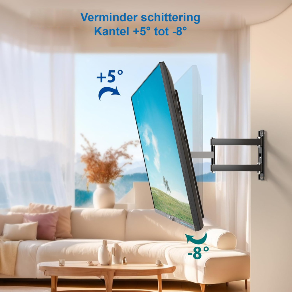 TV muurbeugel zwenkbaar kantelbaar 32-84 inch universele TV beugel 6 armen VESA 600x400mm voor platte en gebogen televisie montagesysteem