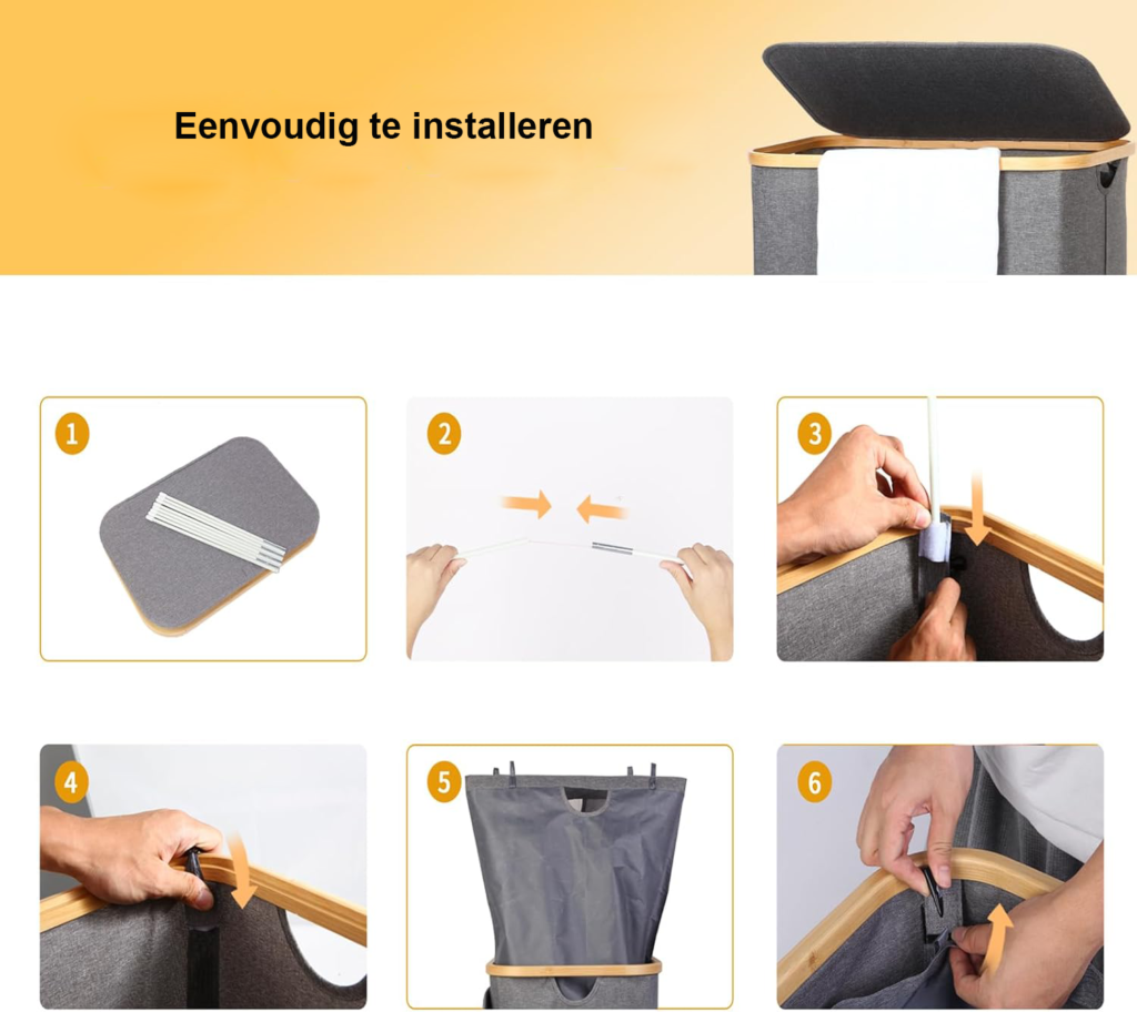 Wasmand met deksel 160L - Opvouwbare wasbox voor vuile kleding - Grote wasmand voor badkamer en slaapkamer - Ruime en duurzame wasopberger