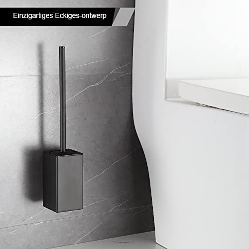 Wandmontage toiletborstel set met vervangbare borstelkoppen van kunststof en RVS voor hygiënische en efficiënte toiletreiniging badkamer accessoire
