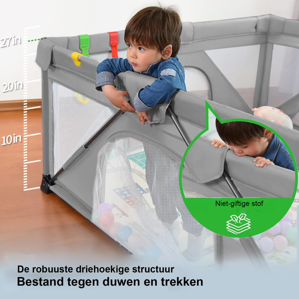 Opvouwbaar baby speelhekje 120x160 cm draagbaar speelgebied met omheining voor binnen en buiten gebruik