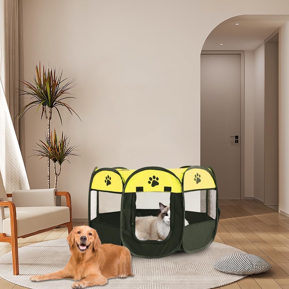 Opvouwbare puppy box honden bench - waterdichte Oxford speelren - multifunctionele dierenren binnen buiten - 73x73x43 cm fruitgroen