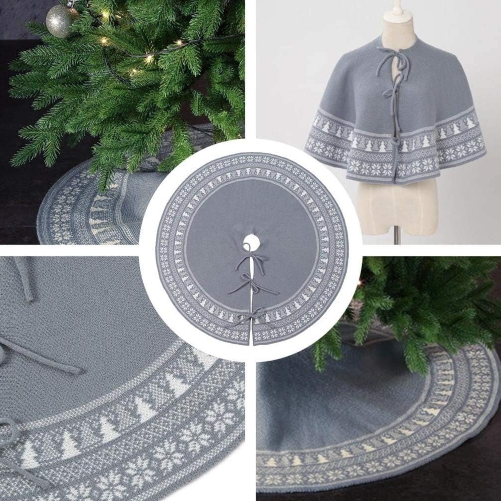 Kerstboomkleed groot - kerstboom skirt kabelgebreid - sneeuwvlok patroon decoratie - 90 cm ronde boommat