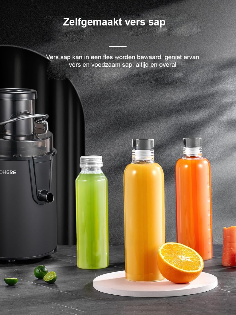 RVS sapcentrifuge 400W - fruit en groente juicer voor sap maken - 65 mm vulopening 3 snelheden - antidruppel en oververhittingsbeveiliging
