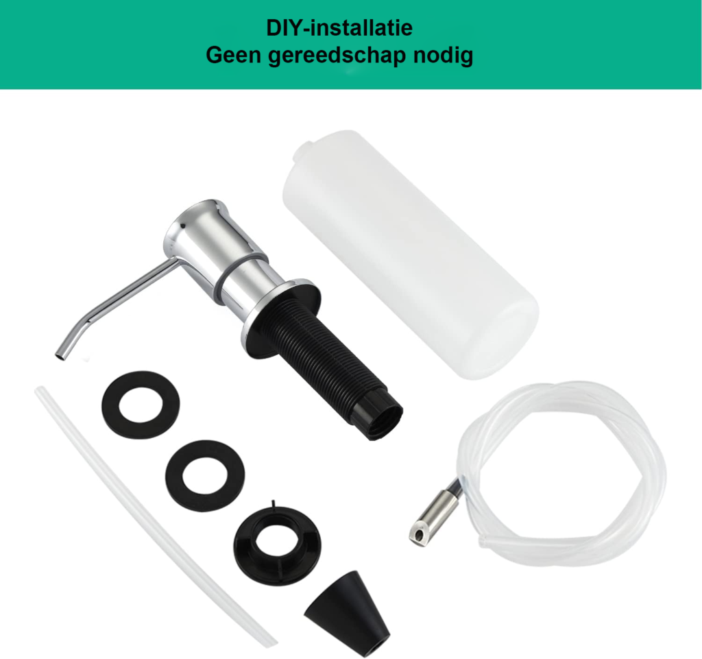 Inbouw zeepdispenser gootsteen 500ml mat zwart met 1m verlengslang bovenaf navulbare keuken zeeppomp vaatwasmiddel dispenser