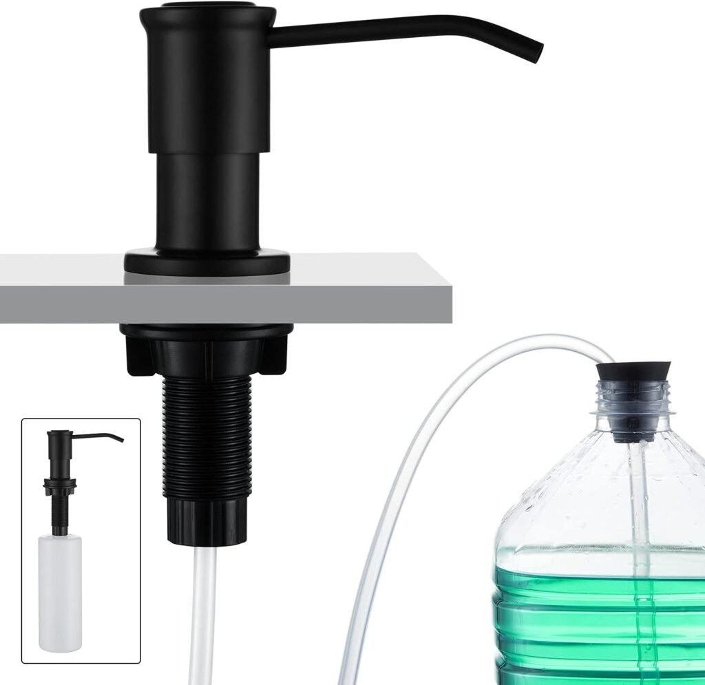 Inbouw zeepdispenser keuken mat zwart 500ml vaatwasmiddel pomp met 1m verlengslang bovenaf bijvullen en wastafel gebruik