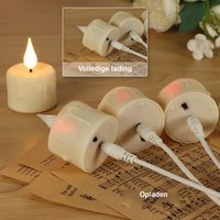 Oplaadbare LED theelichten set met afstandsbediening warm wit dimbaar flikkerfunctie timer USB elektrische kaarsen decoratie 6 stuks