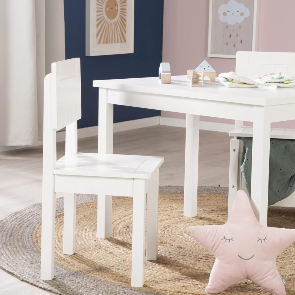 hoge kinderstoel wit rugleuning houten peuterstoel 59x29x29 cm zithoogte 31 cm veilige kinderstoel thuisgebruik