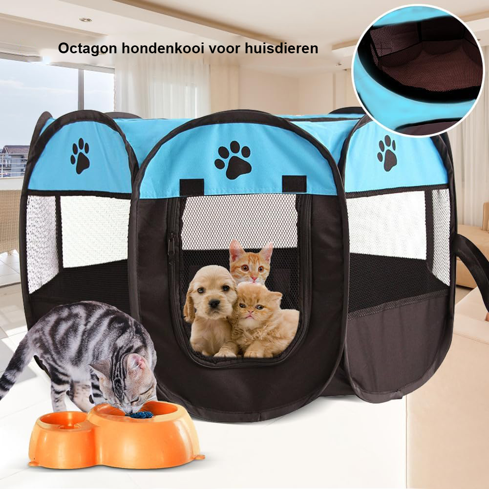 Opvouwbare hondenren 74x74x43 cm blauw waterdicht voor honden katten binnen en buiten gebruik