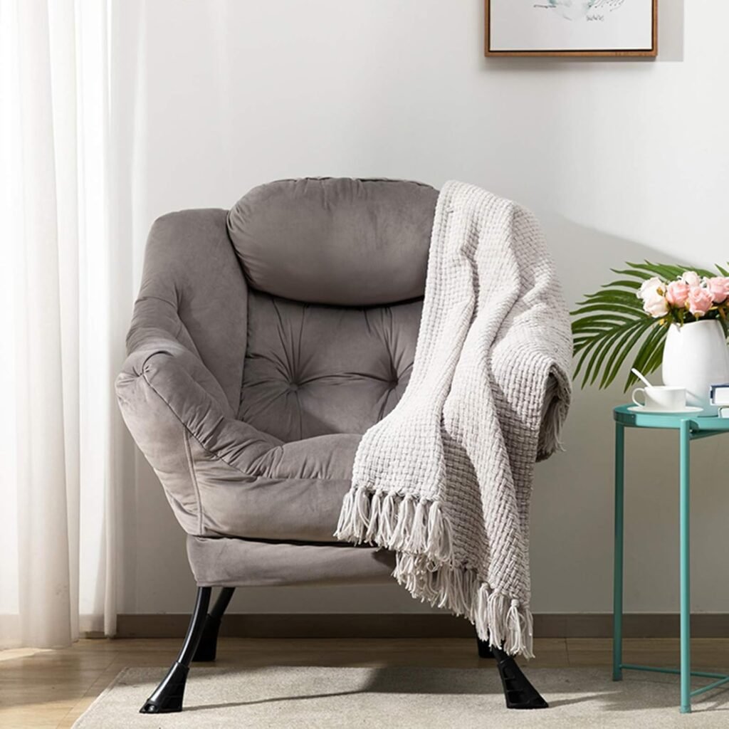 relaxfauteuil velvet donkergrijs woonkamerstoel met armleuningen loungestoel leesstoel stalen frame accentstoel slaapkamer stoel