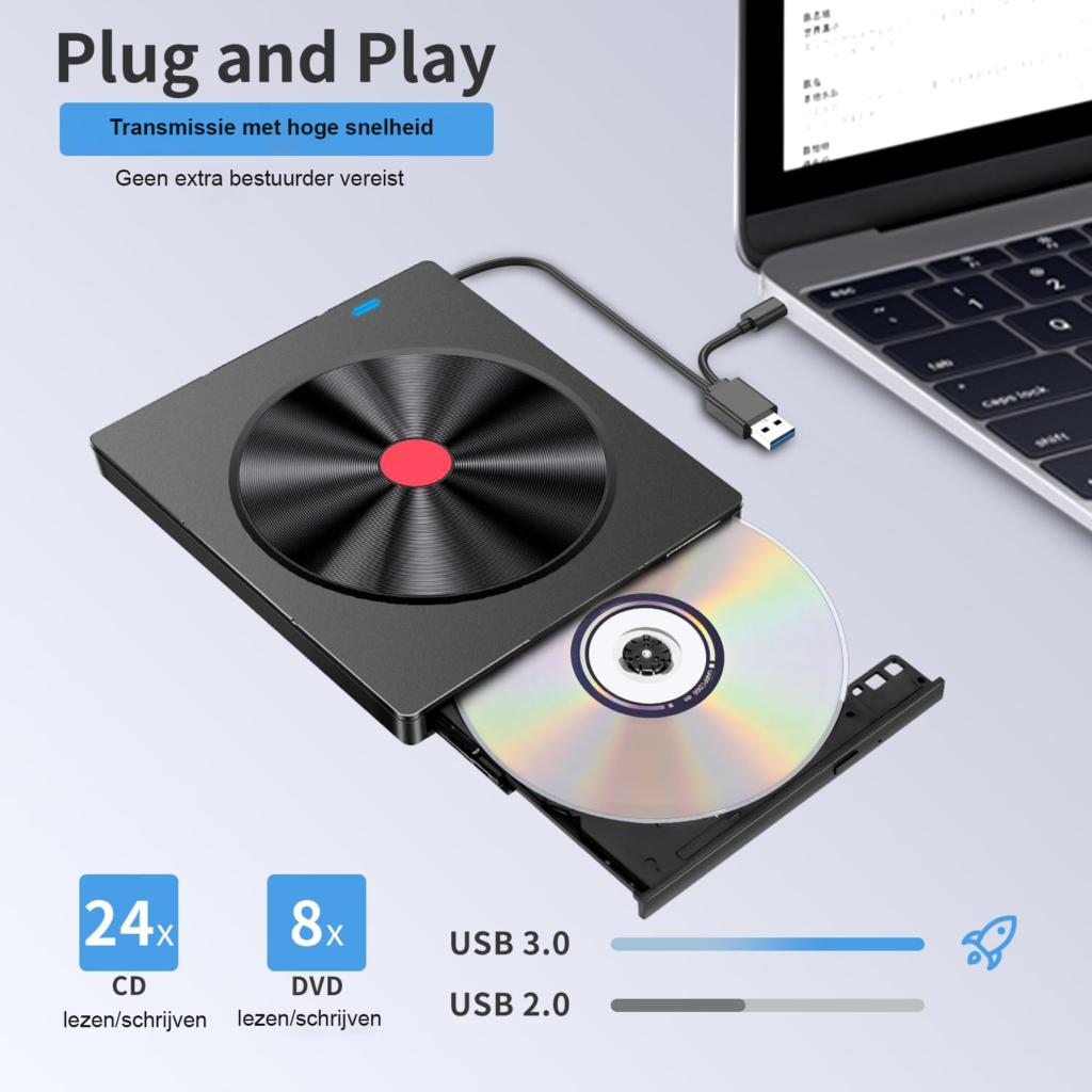 Externe CD DVD speler brander USB 3.0 Type-C draagbare DVD drive laptop PC SD TF kaartlezer snelle gegevensoverdracht