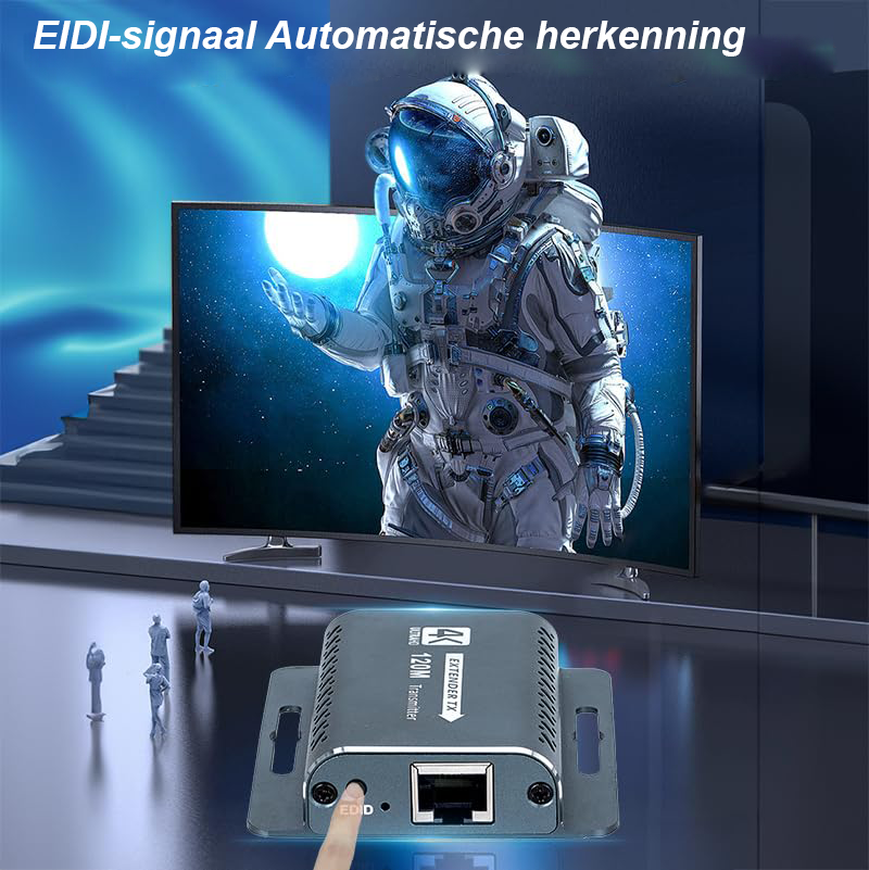 HDMI extender 60m 1080p 60Hz HDMI RJ45 converter via UTP Cat5e/6/7/8 verlenger met 5V adapter en PoC ondersteuning
