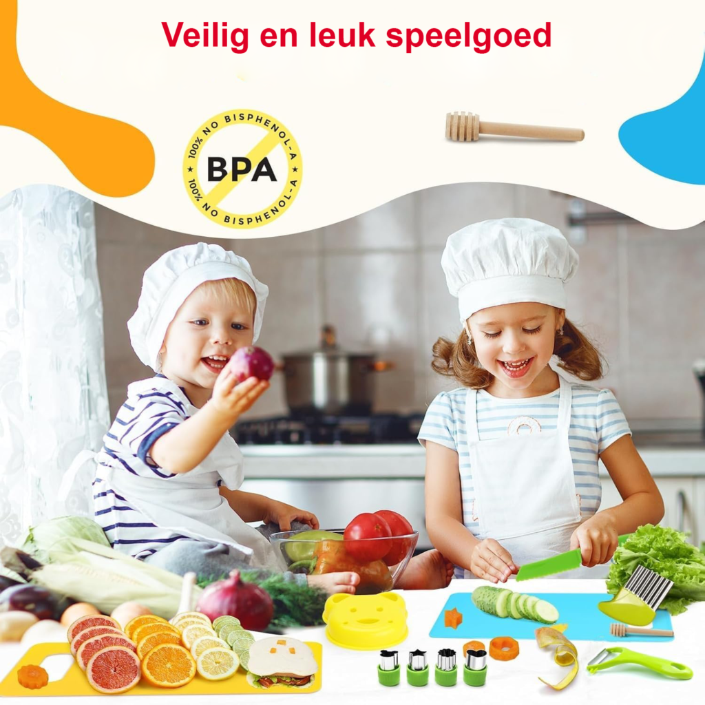 28-delige kindermessenset veiligheidsmessen voor keuken met plastic mes vouwmes tomatenmes en Y-schilmes set voor kinderen