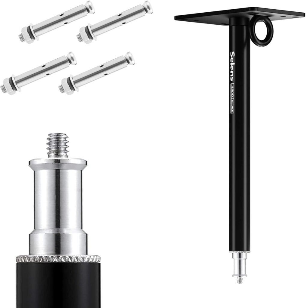 Muurbeugel fotografie arm 28,5 cm - verstelbare plafond- en wandmontage met 1/4 inch adapter voor studioverlichting, paraplu's en reflectoren