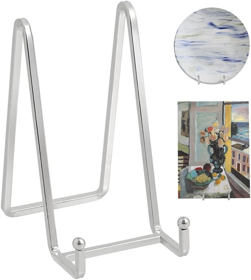 Zilveren metalen bordenhouder tafelstandaard 6 inch voor foto’s, fotolijsten en decoratieve borden display