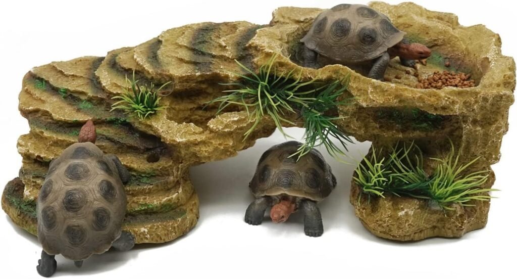 Natuurlijke schuilplek voor schildpadden en hagedissen, realistische aquariumdecoratie, veilige en duurzame verstopplaats voor diverse reptielen