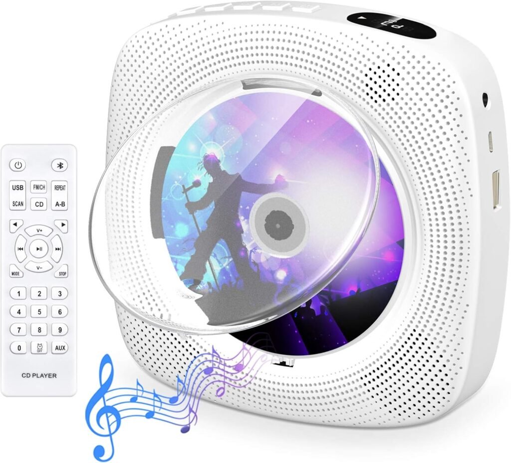 Draagbare Bluetooth CD speler met FM radio en USB MP3 functie als wandmontage muziekspeler met LCD scherm en ingebouwde HiFi speaker voor thuisgebruik