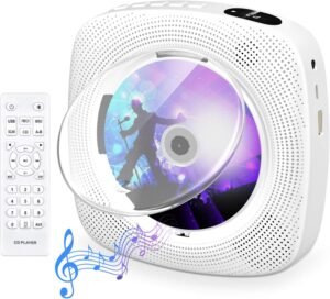 Draagbare CD speler met Bluetooth en FM radio – Wandmontage muziekspeler met HiFi speaker – USB MP3 en LCD scherm – Home audio boombox