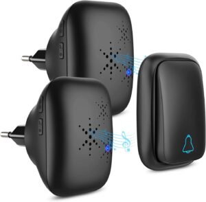 Draadloze Deurbel – Waterdicht met LED Flitslicht – 2 Ontvangers en 4 Volumeniveaus – Plug & Play Bereik 150 m Wit