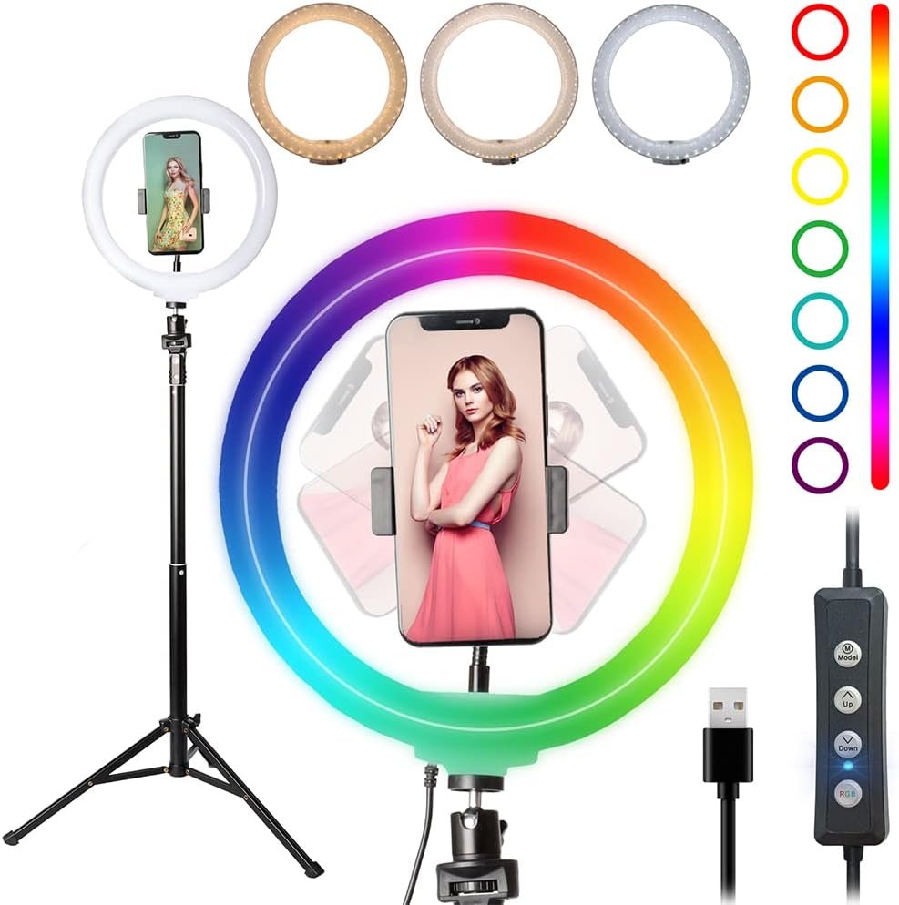 Telefoon ringlicht met verstelbare helderheid en kleurverandering voor selfies en video fotografische LED verlichting voor content creators