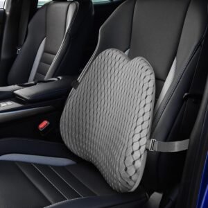 Auto Rugsteunkussen van Geheugenschuim – Ergonomisch Lendenkussen voor Autostoel – Universele Pasvorm – Grijs