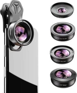 Groothoeklens set telefoon 5-in-1 – cameralens clip-on smartphone fotografie accessoire – supergroothoek en macro lens set – universele smartphone compatibiliteit