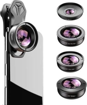 5-in-1 groothoeklens set telefoon clip-on cameralens voor smartphone fotografie en supergroothoek en macro lens gebruik