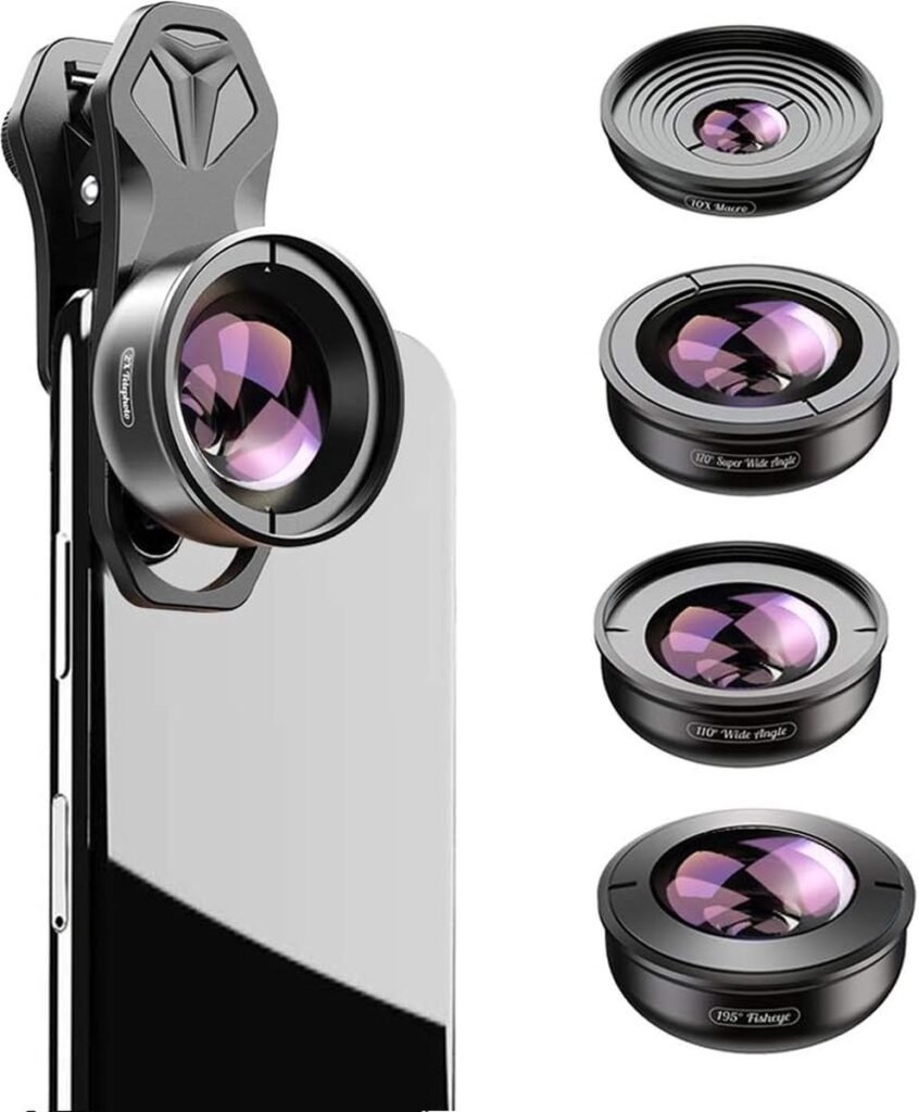 5-in-1 groothoeklens set telefoon clip-on cameralens voor smartphone fotografie en supergroothoek en macro lens gebruik