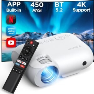 Draagbare projector wifi Bluetooth – Thuisbioscoop projector draadloze connectiviteit – Compact entertainment gebruik