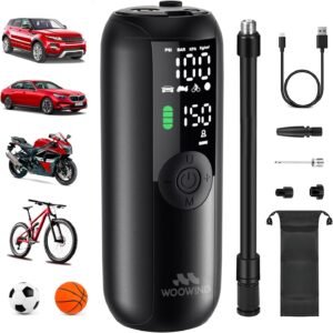 Elektrische Bandenpomp Compressor 150 PSI – Draadloze Fietspomp en Auto Luchtpomp – Draagbare Mini Compressor met Automatische Stop – Presta Schrader Dunlop Ventiel Compatibel