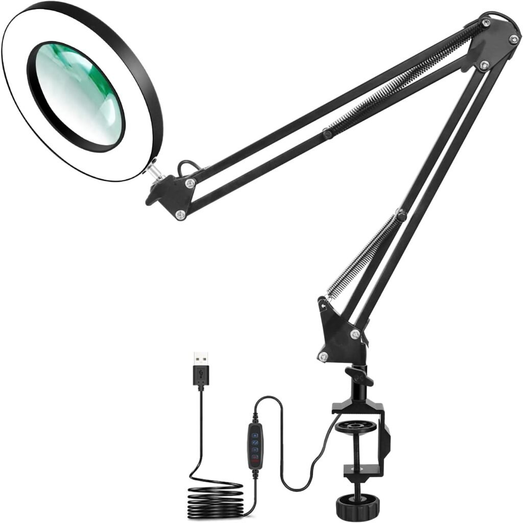 LED leeslamp met vergrootglas bureaulamp dimbare helderheidsniveaus oogbescherming bureau gebruik